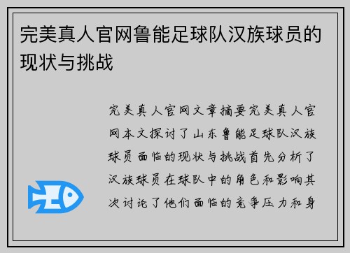 完美真人官网鲁能足球队汉族球员的现状与挑战